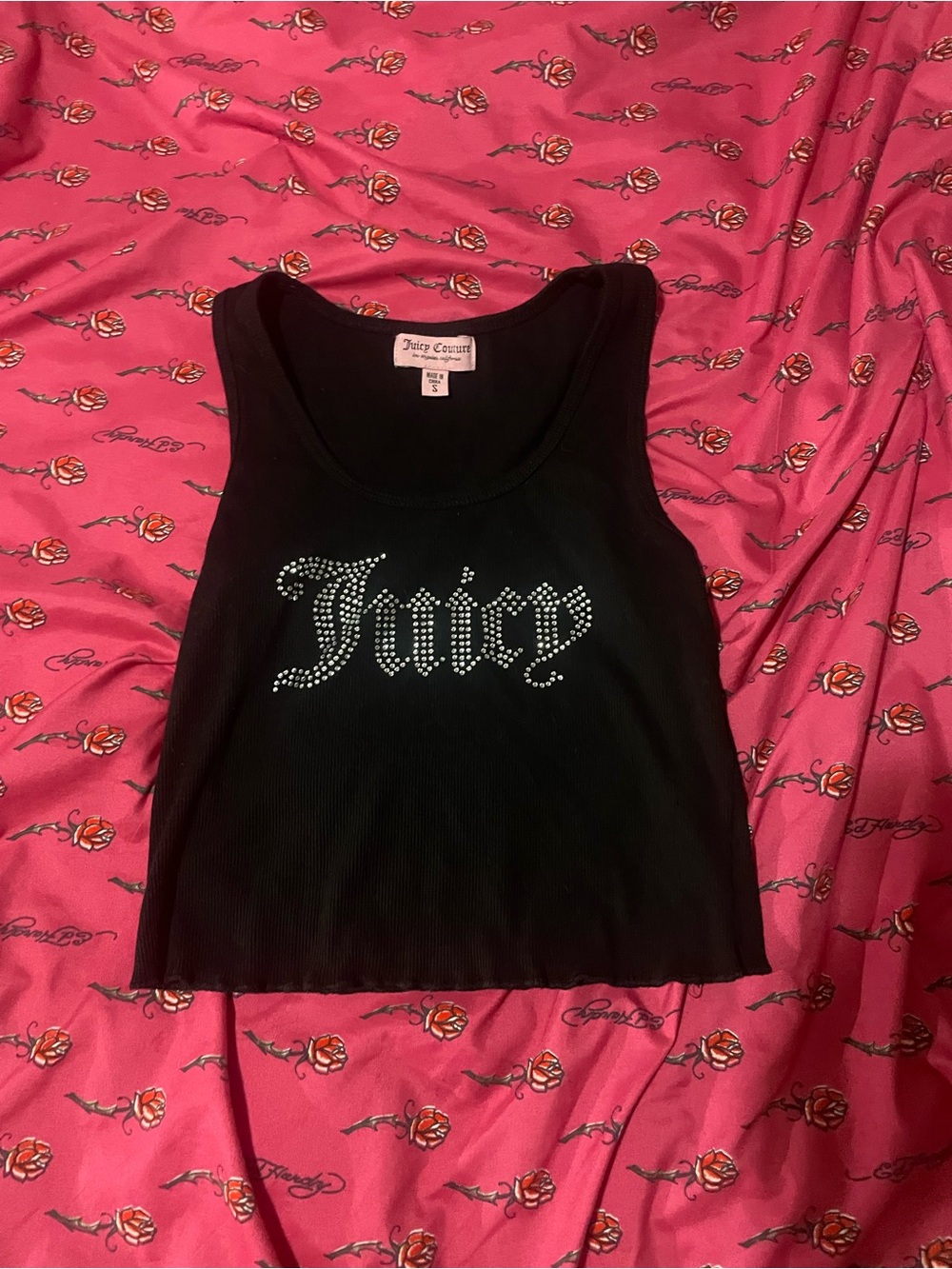 Juicy Couture Black Rhinestone 'Juicy' Tank Top